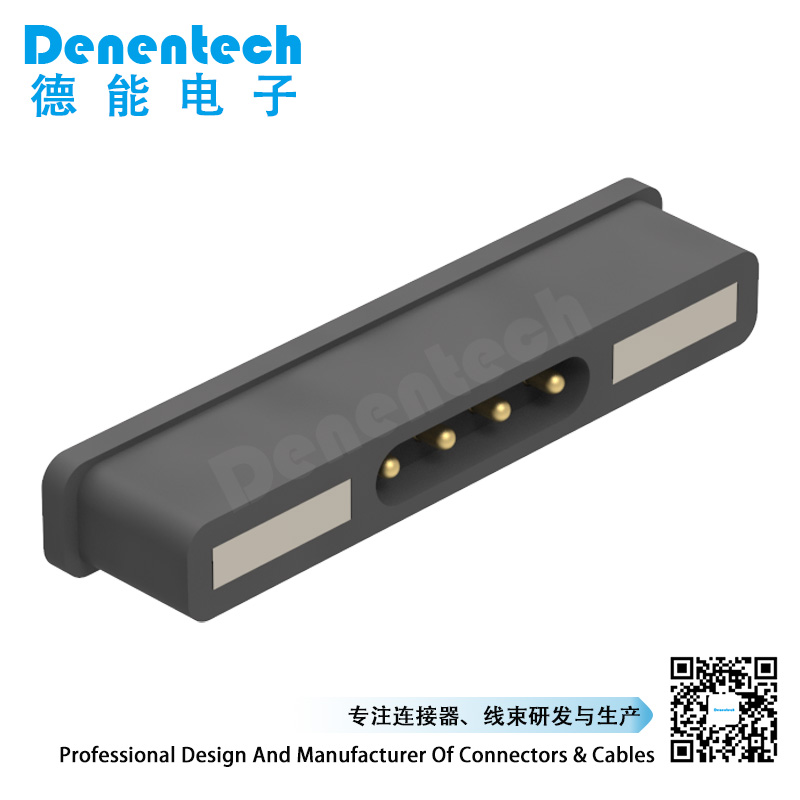 Denentech professional factory Rectangular magnetic pogo pin 4P straight male magnetic mini pogo pin